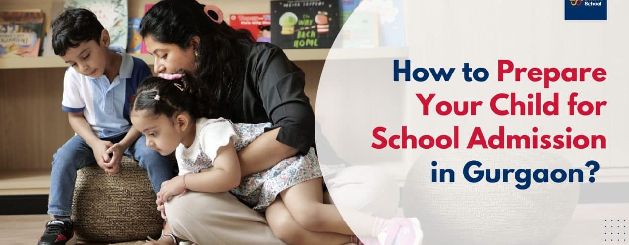 Child and parent preparing for school admission interview in Gurgaon.